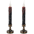 Miniatyrbild 1 av 5: Elektronisk Ljuslykta Plast Lång Ljuslykta Flamlös Flimrande Värmeljus För Halloweenfest Heminredning Halloweendekoration Svart 2st