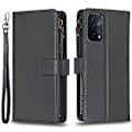 Miniatyrbillede 1 af 5: BF Style-19 Kompatibel Med Oppo A74 / A93 / A54 5G Lynlåslomme PU Læder Telefon Etui Wallet Stand Cover Black
