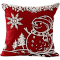 Miniatyrbilde 3 av 5: Merry Christmas Putetrekk Sett med 4 Bomull og Lin Putetrekk Vinter Jul Elg Slott Snømann Mønster Dekorasjon for Sofa Soverom Hjem