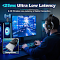 Miniatyrbillede 3 af 5: MASACEGON H10 Trådløst Headset Bluetooth-Kompatible 2.4G Gaming Hovedtelefoner med Mikrofon til PC/PS4/Xbox/