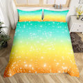 Miniatyrbild 2 av 5: Regnbåge King Queen Påslakan Tie Dye Sängkläder Set Glitter Ombre Täcke Örngott Stjärnklar Himmelsk Pastell Sparkle Polyester Quilt Örngott