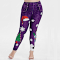 Miniatyrbillede 2 af 3: Glædelig Jul Snemand Søde Dame Jeggings Høj Talje Ankel Længde Dejlige Leggings Dame Skinny Træningsbukser Jul LGS96-3 M