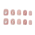 Miniatyrbild 1 av 4: Återanvändbara 24 st Press On-naglar Vita kaniner Lösnaglar Rosa nagelkit med lim för DIY-manikyr hemma