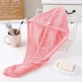 Miniatyrbilde 1 av 5: Hårhåndklehatt for kvinner, hurtigtørkende mikrofiberhåndklehette, badehodeplagg, solid håndklehette, superabsorberende turbanhårhåndkle pink
