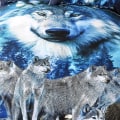 Miniatyrbilde 3 av 5: Aurora Borealis Dyre Ulv Leder Sengetøy Sett 3d Blå Ulver Ved Månenatt Skog Dekorativt Dynetrekk Sett Sengetøy Hjemmetekstil For Voksne Gutter