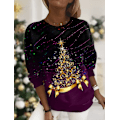 Miniatyrbild 1 av 5: Ny Dam T-shirt Julgran Tryck T-shirts Toppar Långärmad Casual Toppar Mode Rund Hals Normal Passform Y2K Kläder För Tjejer CTZH231026SDB29 2XL