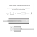 Miniatyrbilde 3 av 5: USB Eksternt Lydkort USB3.0 Til 3.5mm Jack Audio Mikrofon Hodetelefon Adapter for PC Laptop Lydkort Sølv