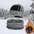 Miniatyrbild 1 av 4: Varm Vinter Mössa Hatt Halsduk Set Fleecefodrad Utomhus Stickad Hatt Grå
