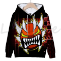 Miniatyrbild 1 av 5: Angry Geometry Dash Hoodies för barn, Tecknad Spel Tröjor för barn, 3D-tryckt Hoody, Pullovrar för flickor och pojkar Sky Blue 100