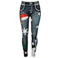 Miniatyrbillede 3 af 3: Glædelig Jul Snemand Søde Dame Jeggings Høj Talje Ankel Længde Dejlige Leggings Dame Skinny Træningsbukser Jul LGS96-4 M