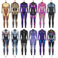 Miniatyrbillede 1 af 3: Kvinder Robot Punk Skelet Cyberpunk Steampunk Sexet Slim Jumpsuit Catsuit Cosplay Kostumer Zentai Bodysuit Fancy Dress Halloween C XL