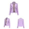 Miniatyrbillede 2 af 4: Læderjakke til kvinder, afslappet med lynlås. Fås i 12 farver purple C XL