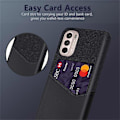 Miniatyrbillede 2 af 4: Kortholder Design Stof + PC + PU Læder Bagcover Stødsikkert Etui Kompatibelt til Motorola Moto G31 / G41 Black