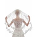 Miniatyrbillede 2 af 3: Bryllup 2-lags Bryllups Sequin Blonde Brudeslør med Kam Ivory