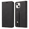 Miniatyrbild 1 av 5: Kompatibelt för iPhone 13 6.1 tum Anti-fall Flip Fodral med Kortfack Magnetiskt PU Läder Plånboksfodral med Ställ och Handledsrem Black