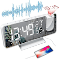 Miniatyrbild 1 av 3: Projektor Väckarklocka, FM Radio Väckarklocka, Takprojektor Väckarklocka med 180° Projektion, wit
