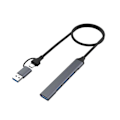 Miniatyrbild 4 av 5: 2 i 1 (USB-C+USB-A) 4 Port Hub USB 2.0X3+USB 3.0X1 5Gbps Snabb Överföring Slim Mini USB3.0 Hub USB