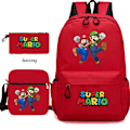 Miniatyrbild 1 av 5: Super Mario 3 st/set Barnryggsäck Pojkar Skolväska Tillbaka till Skolan Present Ivory 16 Inches