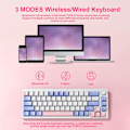 Miniatyrbilde 2 av 5: ZA68 Trådløst Mekanisk Gaming Tastatur 2.4G Bluetooth TYPE-C Kablet 3 Moduser Hot Swap RGB Bakgrunnsbelysning 68 Taster Green Three modes