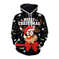Miniatyrbillede 2 af 2: Efterår og Vinter Jule Hoodie 3D Print Julemand Hættetrøjer Street Trend Fritid Pullover Hættetrøjer Dame Frakke AWY-SD030 3XL