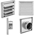 Miniatyrbillede 3 af 5: 100 mm vægventilationsrist i rustfrit stål, firkantet, til tørretumbler, udsugningsventilator, sølv (d-583-a)