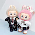 Miniatyrbild 2 av 5: 17cm Mini Plyschdockas Kläder Outfit Tillbehör För Korea Kpop Exo Labubu Idol Dockor Läderjacka Set Kläder Gåva 02 3pcs set