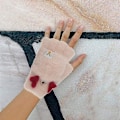 Miniatyrbilde 4 av 5: Flip Plush Hansker for Kvinner Faux Fur Halvfingerhansker Fingerløse Hansker Votter Utendørs Håndbeskyttelse For Barn Jenter (beige)