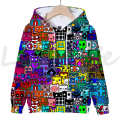 Miniatyrbild 4 av 5: Angry Geometry Dash Hoodies för barn, Tecknad Spel Tröjor för barn, 3D-tryckt Hoody, Pullovrar för flickor och pojkar Red 160