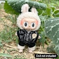 Miniatyrbild 1 av 5: 17cm Mini Plyschdockas Kläder Outfit Tillbehör För Korea Kpop Exo Labubu Idol Dockor Läderjacka Set Kläder Gåva 04Leather jacket set