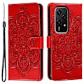 Miniatyrbild 1 av 5: Kompatibelt Skal för Honor 200 Lite PU Läder Mandala Präglad Design Plånboksfodral Red