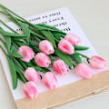 Miniatyrbillede 1 af 5: 10 stk. Kunstige tulipanblomster i pulver, falske blomster i latexmateriale, ægte berøring, bryllupsværelse, familiehotel, fest, indendørs studieværelse, gør-det-selv dekoration