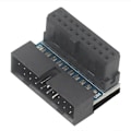 Pikkukuva 1 / 5: USB 3.0 -sovitin, musta, USB 3.0 20Pin uros-naaras L-käännös oikea kulma virtasovitin emolevy Dow