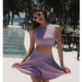 Pikkukuva 1 / 5: 2-osainen jooga-asu tennis-hame puku juoksu liivi joustavat slim urheilushortsit naisten ulkoiluun fitness urheiluvaatteet Purple Set L