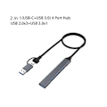 Miniatyrbild 5 av 5: 2 i 1 (USB-C+USB-A) 4 Port Hub USB 2.0X3+USB 3.0X1 5Gbps Snabb Överföring Slim Mini USB3.0 Hub USB