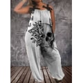 Miniatyrbilde 1 av 2: Halloween Flaggermus Gresskar Spøkelse Søtt Trykk Dame Jumpsuits Rompers Overaller Ett Stykke Lin Casual Jumpsuits For Kvinner style 9 XL