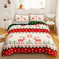 Miniatyrbild 1 av 2: Jul Älg Jultomte 3D-tryckt Sängklädesset Påslakan Täcke Örngott Barn Present Färg 4 AU DOUBLE 180x210cm