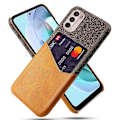 Miniatyrbillede 1 af 4: Kortholder Design Stof + PC + PU Læder Bagcover Stødsikkert Etui Kompatibelt til Motorola Moto G31 / G41 Orange