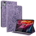 Miniatyrbild 1 av 5: Kompatibelt Fodral för Lenovo Tab K11 Plus Fjäril Blomma Tryck PU Läder Tablet Skydd med Kortfack Purple