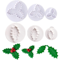 Miniatyrbilde 1 av 5: 6 stk./sett Jul Kristtornblad Stempelkutter, Kristtornblader Fondantform Kakeform Julefest Kake Cupcake Gum