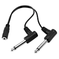 Miniatyrbillede 1 af 5: 3,5 mm Mini 1/8 tomme Stereo Hun til Dobbelt 1/4 6,35 mm Hanstik Mono Vinkel Audio Adapter Y Spl