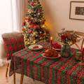 Miniatyrbild 3 av 5: Juldekoration Nyår Duk Pläd Snöflinga Jul Hem Matsalsbord Duk Rektangulär Soffbord Duk Green checkered flur 90x90cm
