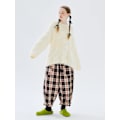 Miniatyrbillede 4 af 5: IMAKOKONI originalt design elastisk talje rødternede beskårede bukser lige ben lommebukser 234354 pants L
