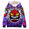 Miniatyrbild 3 av 5: Angry Geometry Dash Hoodies för barn, Tecknad Spel Tröjor för barn, 3D-tryckt Hoody, Pullovrar för flickor och pojkar Gray S