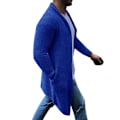 Miniatyrbild 4 av 5: Mode Herr Enfärgad Öppen Stickad Tröja Kappa Lös Ficka Lång Kofta Vinterkläder Tjocka Varma Tröjor Herrkläder Blue XXXL