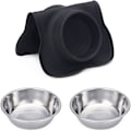 Miniatyrbillede 4 af 4: Anti-spild Skridsikre Silikone Pads + Madskåle, Egnet Til Fodring Af Små, Mellemstore Og Store Hunde Og Katte Hvalpe (sort)