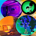 Miniatyrbillede 3 af 5: Solnedgangsprojektorlampe, 16 Farver Solnedgangsprojektorlampe Flere Farver Med Fjernbetjening, 360 Graders Rotation Led Solnedgangsprojektorlampe Natlampe Med Fad