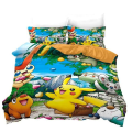 Miniatyrbild 1 av 3: P22 Pikachu 3D-tryckt Sängklädesset Påslakan Örngott Barnpresent AU QUEEN 210x210cm
