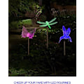 Pikkukuva 4 / 5: 3 LED-väriä vaihtavan aurinkokennovalon setti ulkokäyttöön - Puutarhahahmot (kolibri, perhonen, sudenkorento) - LED-puutarhavalot puutarhakoriste - Piha