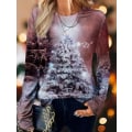 Miniatyrbild 1 av 5: Ny Dam T-shirt Julgran Tryck T-shirts Toppar Långärmad Casual Toppar Mode Rund Hals Normal Passform Y2K Kläder För Tjejer CTZH231026SDB39 M
