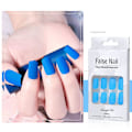 Miniatyrbillede 1 af 3: 24 stk. Falske firkantede negle, selvlysende neon fluorescens ballerina tryk-på-negle falske spidser kunstige finger fest manicure til kvinder og piger